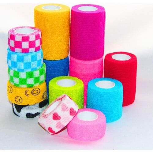 1 Pcs Printed Medical Self Adhesive Elastic Bandage 4.5m Colorful Sports Wrap Tape for Finger Joint Knee First Aid Kit Pet Tape
