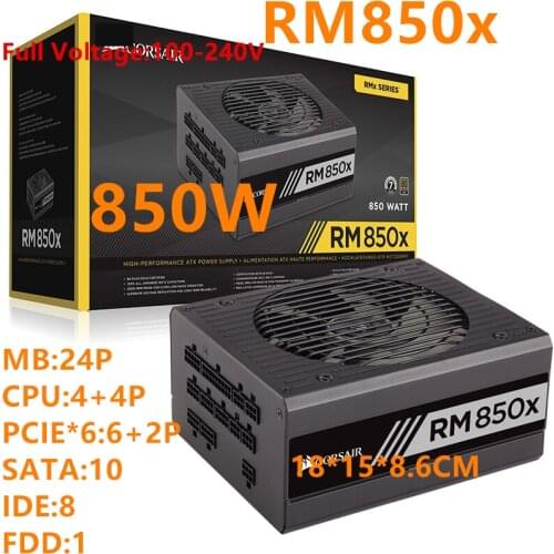 New PSU For Corsair Brand ATX Full Module 80plus Gold Silent Power Supply 850W Power Supply RM850x