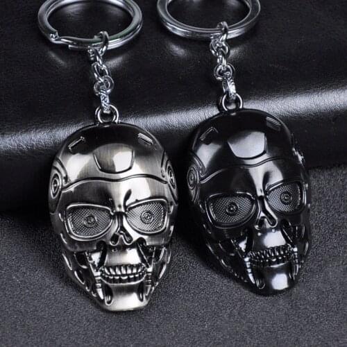 Movie Terminator Robot T-800 Skull Face Alloy Key Chains Keychain Keyfob Keyring key Chain Accessories