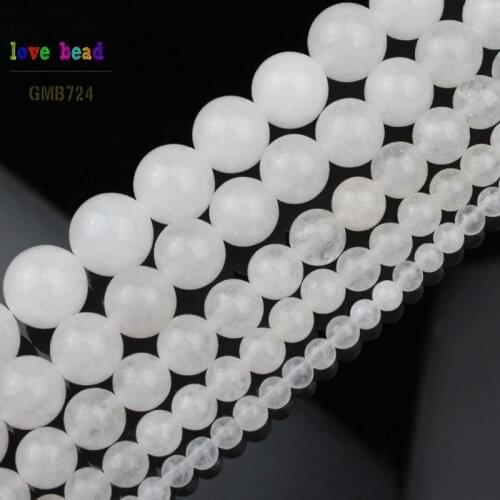 White Jades Stone Round Loose Beads For Jewelry Making AAA+ Natural Stone Beads 15.5 inch Pick Size 4/6/8/10/12mm