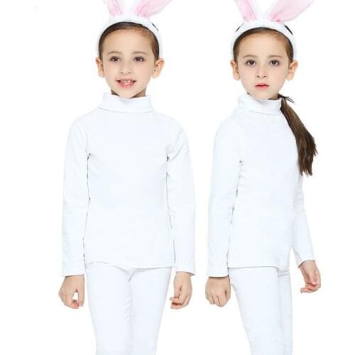 Kids Girls Ballet Dance Wear High Collar Shirt Stretch Legging Autumn Winter Warm Ballerina Basic Clothes Children Black White