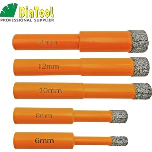 DIATOOL 5pcs/set Vacuum Brazed Diamond Drilling Core Bits Round Shank Hole Saw Drilling Bits Professional Quality Drill Bits