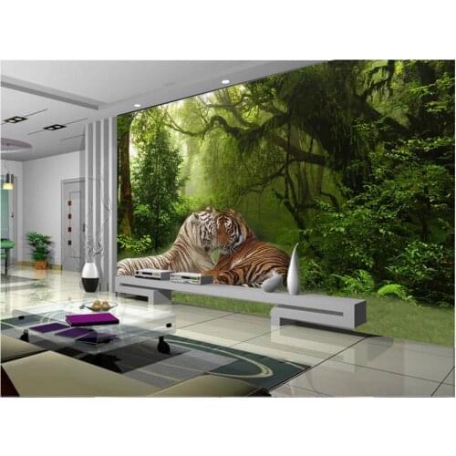 Custom photo murals wallpapers for walls 3 d Forest landscape tiger jungle living room mural background wall papers home decor