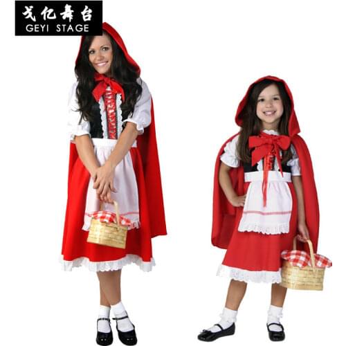 Halloween Childrens Day Party Family Matching Mother Daughter Little Red Riding Hood Cosplay Costumes for Women Girls Kids 5XL