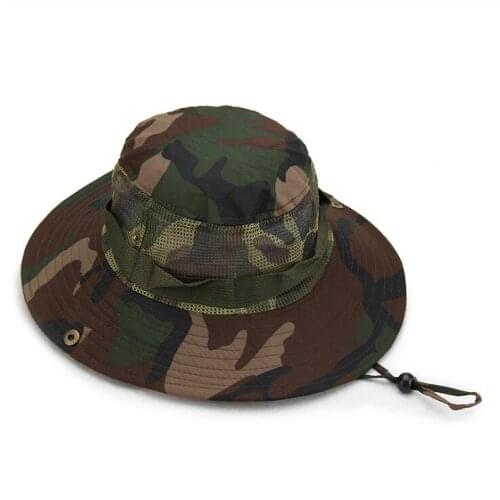 Summer men and women camouflage fisherman cap outdoor leisure sunscreen sunshade mesh breathable sun hat folding fishing hat