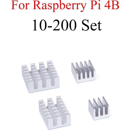 10 - 500 Set Aluminum Heat Sink Cooling Sink Cooler HeatSink 4Pcs Kit Radiator For Raspberry Pi 4 Model B Silver
