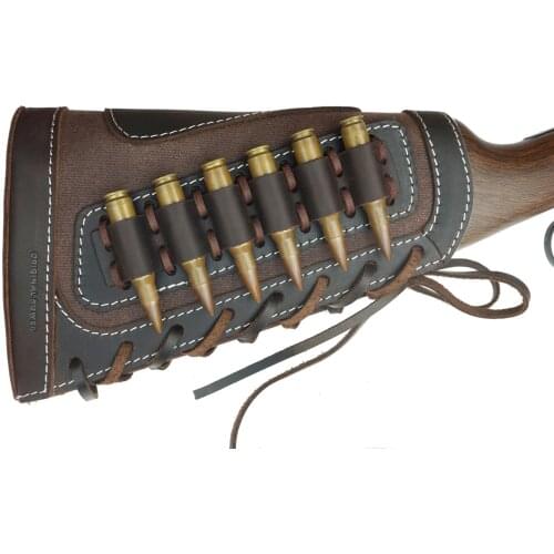 Hunting Tactical Shotgun Buttstock Leather & Canvas Rifle Gun Cartridge Ammo Holder Cheek Rest Pad Protector Gun Accessories