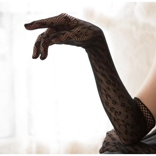 Summer New Lolita Long Leopard Gloves Lace Gothic Flower Retro Hand Sleeve Women Thin Sun Protection Mesh Gloves Accessories