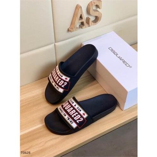 Summer Dsquared2 mens Outdoor Slippers Footwear black male Sandals lettern pattern Beach Shoes fashion streetwear