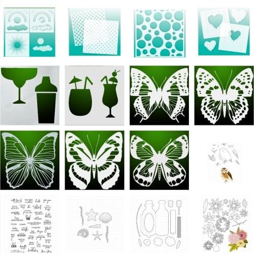 Butterfly Rainbow American Flag Metal Cutting Dies and Clear Stamps Cut Die Mold Blade Knife Punch Scrapbook Paper Craft Stencil