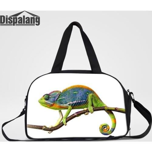 Custom Animal Lizard Travel Bags Men Outdoor Shoulder Duffle With Shoes Pocket Boys Students Crossbody Weekend Overnight Handbag