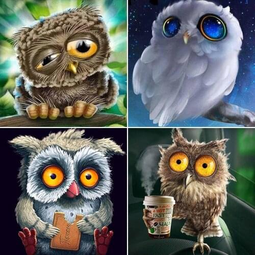 5D DIY Diamond Painting Cartoon Owl Kit Full Drill Square Embroidery Mosaic Art Picture of Rhinestones Home Decoration Gift