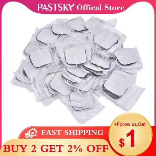 PASTSKY 20/50/100 pcs 5*5cm EMS Electrode Silicone Pads Muscle Stimulator Non-woven Fabric Self Adhesive Replacement TENS Patch