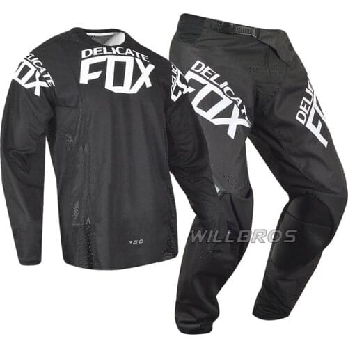 Delicate Fox MX 360 Kila Jersey Pants Motocross Dirt Bike DH SX MTB ATV Off Road Adult Racing Gear Set Black
