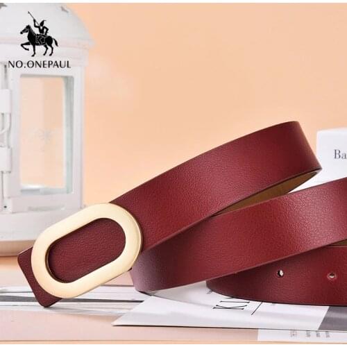 NO.ONEPAUL New fashion ins style simple and versatile oval buckle belt alloy buckle ladies dress jeans belts designer belts