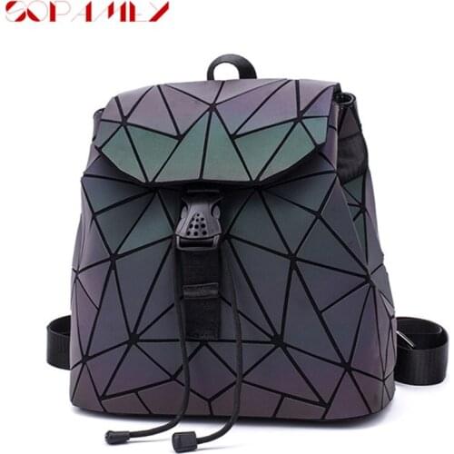 2021 New Women Luminous Backpack School Bag Geometric Small Backpacks For Girl Female Noctilucent Backpack Mochila Dropshipping
