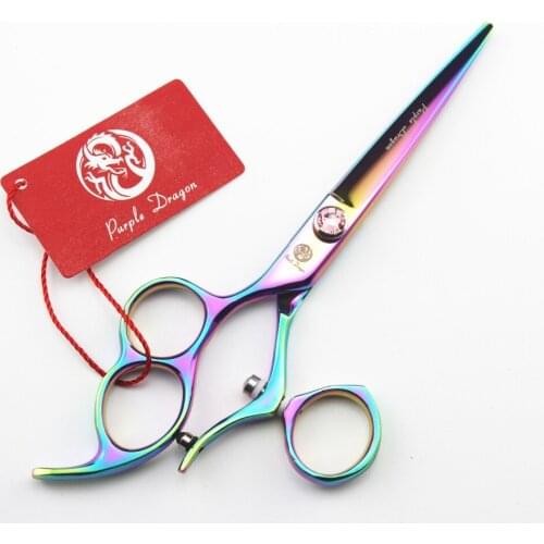 605# 6'' Left Hand Brand Purple Dragon TOP GRADE Hairdressing Scissors JP 440C 360 Degree Rotation Cutting Shears Hair Scissors