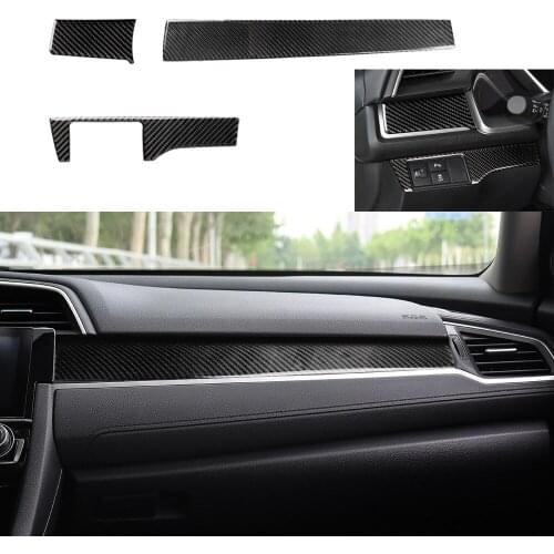 Fit for Honda Civic 10th 2016-2020 Soft Carbon Fiber Interior Central Control Co-pilot Panel Headlight Switch Cover Trim