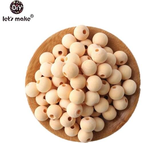 Lets Make Baby Teether 100pc 10mm Maple Wood Beads Food Grade Wooden Teether Baby Products Nursing AccessoriesTeething Toys