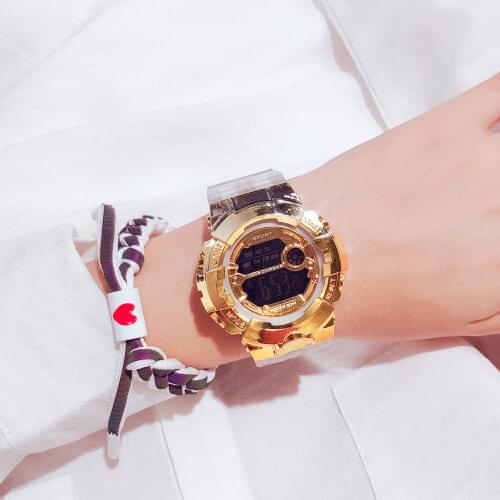 Transparent Color Fashion Electronic Watch Seven Colors Noctilucent Multi-Function Boys and Girls Cool Luminous Sports watch