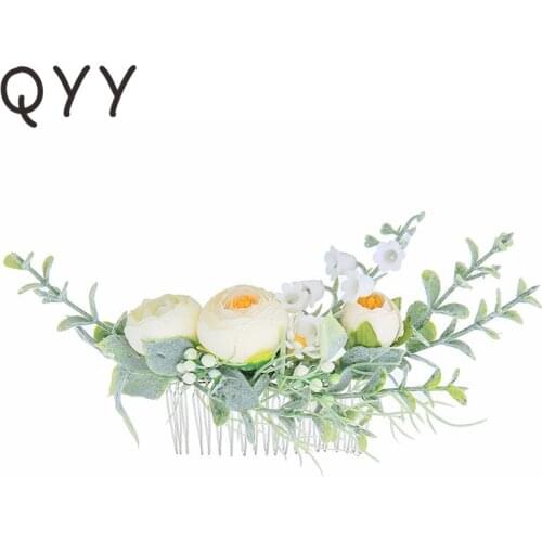 QYY Fashion Hair Comb Bridal Flower Wedding Hair Jewelry Accessories Bridal Headpiece Hair Pins and Clips Headpieces for Women