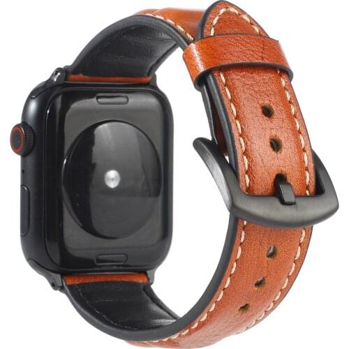BEAFIRY Genuine Leather Straps For Apple watch Band 6 5 44mm 40mm Watchband 42mm 38mm for iwatch 4/3/2/1 brown blue black green