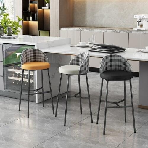 Light luxury bar chair modern minimalist chair Nordic desk bar stool stylish backrest high stool living room furniture NJ70511