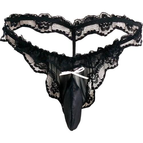 IEFiEL Sexy Mens Leopard G-string Briefs Gay Underwear Low-waisted Briefs Underpants Front with Bulge Pouch Lingerie Lace Briefs