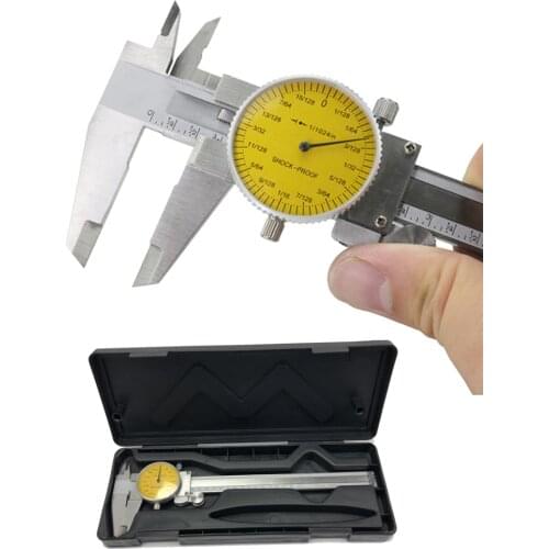 150mm 6" Fractional & Decimal Inch Combination Dial Caliper 6inch Shock-proof Stainless Steel Precision Vernier Caliper