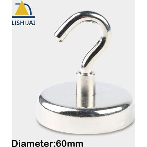 LISHUAI 1pc D60 Strong Circular Magnetic Hook/Heavy Duty Neodymium Magnet Hanger for Home&Car Rare Earth Super Power Holder
