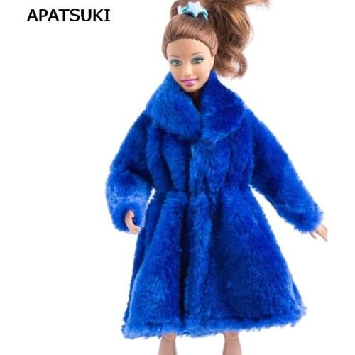 Blue Winter Wear Long Coat For Barbie Dolls Clothes Clothing Doll Dresses For Barbie 1/6 BJD Doll Accessories Kids Toy