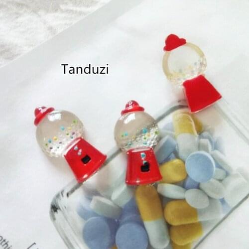 Tanduzi 100pcs Wholesale Cute Flatback Resin Cabochons Mini Candy Machine For Children Hair Bow Center DIY Deco Parts