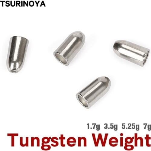 TSURINOYA Texas Rig Sinkers 1.7g 3.5g 5.25g 7g Tungsten Bullet Counterweight Sinker Fishing Accessories For Soft Lure Worm