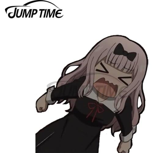 JumpTime 13 x 7.3cm For Kaguya Chikamad Kawii Girl Car Sticker Scratch-Proof Motorcycle Decal Cartoon Windshield Vinyl Car Wrap