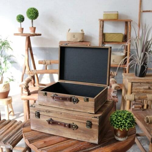 Vintage Retro Wooden Suitcase One Big and One Small Two Decorative Suitcase Box Window Decorations Ornaments Shooting Props Suit