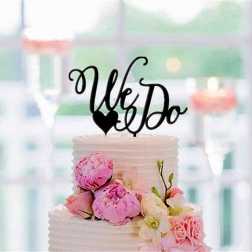 " We Do" Acrylic Wedding Cake Topper with love heart black color for cake decoration accessory decoratons with free shipping