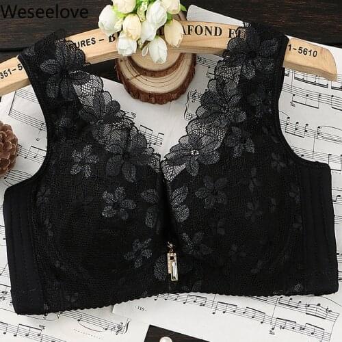 Weseelove Super Thin-Free Sponge Soutien Gorge Black Lace Flowers Push Up Bras Sexy Vest Type with Steel Ring Lingerie M05-4