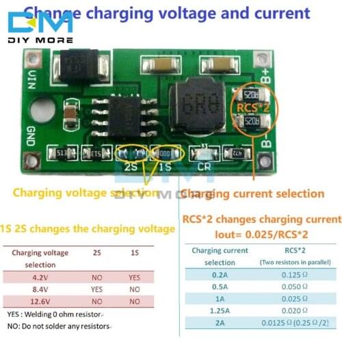 1S 2S 3S Cell Buck Li-Ion Charger DC 5V-23V 9V 12V 15V 19V to 4.2V 8.4V 12.6V 18650 Li-Ion Lipo Lithium Battery Charger Module