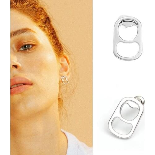 New Style Simple Pop can Pull Ring Earring Ins Popular Women And Men Luxury Silver Color Fashion Earring Jewelry Gift
