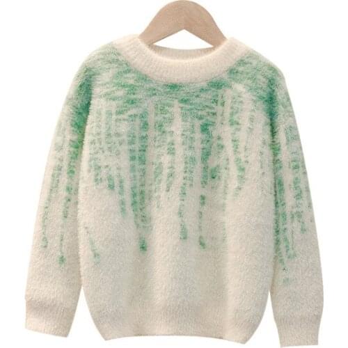 Boys O-neck Long Sleeve Color Patchwork Korean Style Winter Sweaters Casual Fashion Warm Keeping Sweaters