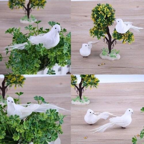 1/5pcs Simulation Feather Bird Green Plants Bird Crafts White Ornaments Decoration Christmas Pigeon Gardening S0Q7