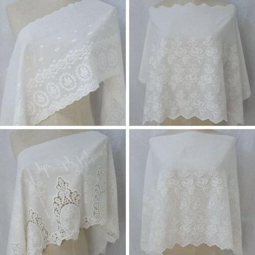 1meter/lot Super Wide: 27cm/34cm/ 44cm/47cm Cotton Cloth Embroidered Lace Fabric Skirt Patchwork Material Good Quality X598