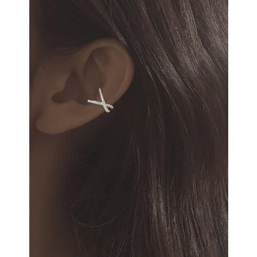 1 Pcs 925 Sterling Silver Cross Ear Cuff Clip on Earrings For Women Girls Kids Without Piercing Jewelry eh447