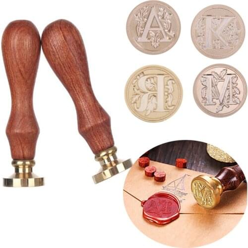 1Pcs Wax Seal Stamp Letter A M K R Wood Stamp Replace Copper Head Sealing Wax Wedding Decorative Invitation Wax Seal Stamp