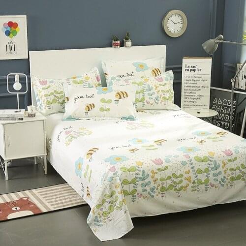 100% Cotton Floral Flat Sheet Print Bed Sheet for Kids Adults Twin Full Queen King Bottom sheet not include Pillowcase