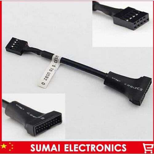 100pcs Chassis Front panel USB 2.0 9Pin To Motherboard USB 3.0 20pin Adaptor Cable