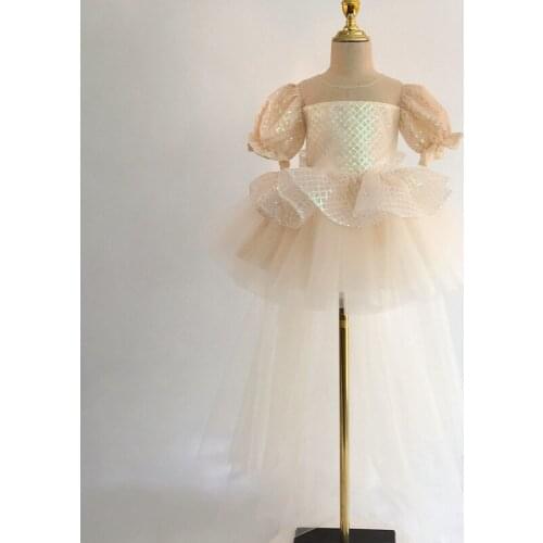 2021 Girl Party Dress Elegant White Bridesmaid Princess Dress Kids Dresses For Girls Clothes Children Wedding Dress 10 12 Years