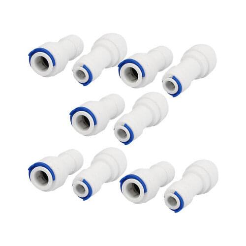 3/8" Tube to 1/4" Tube Push Fit Straight Quick Connect 10pcs for RO Water System