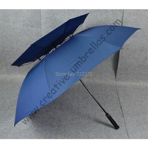3pcs/lot straight golf umbrellas.real double layers ventilation fiberglass frame,auto open 210T Pongee,anti-thunder,,anti rust