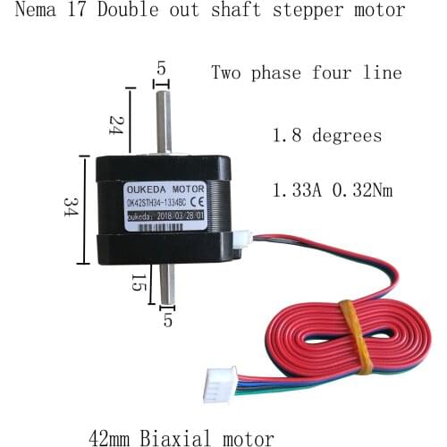 42BYGH34 double shaft motor 42 stepper motor 0.32Nm 1.8 degrees